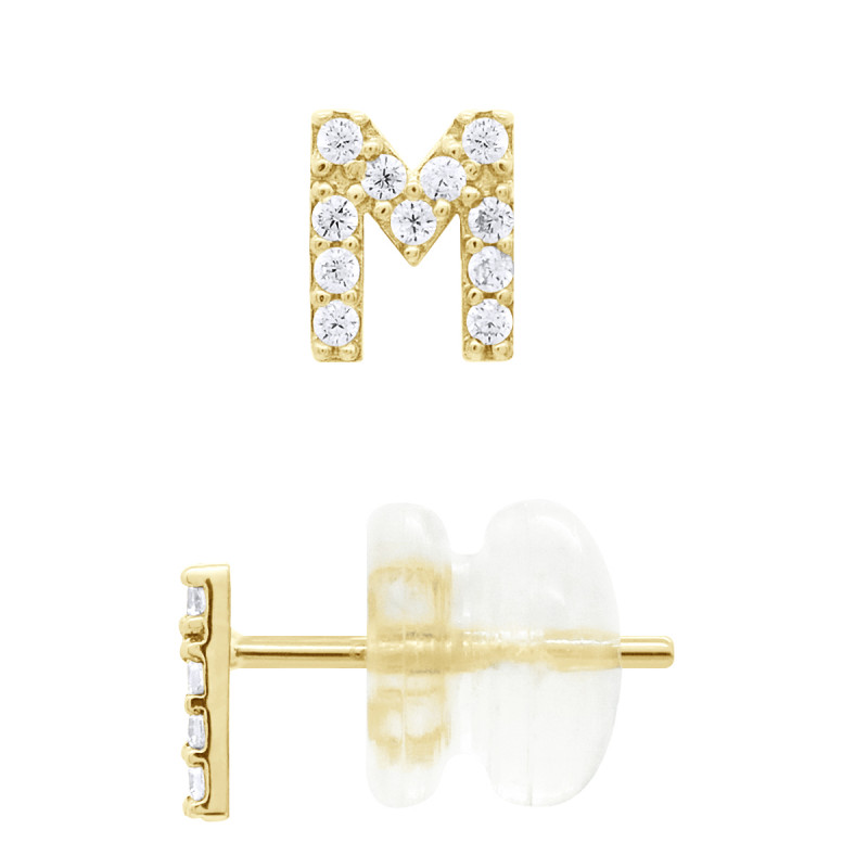 Boucles d'Oreilles Lettre M en Or - Mia