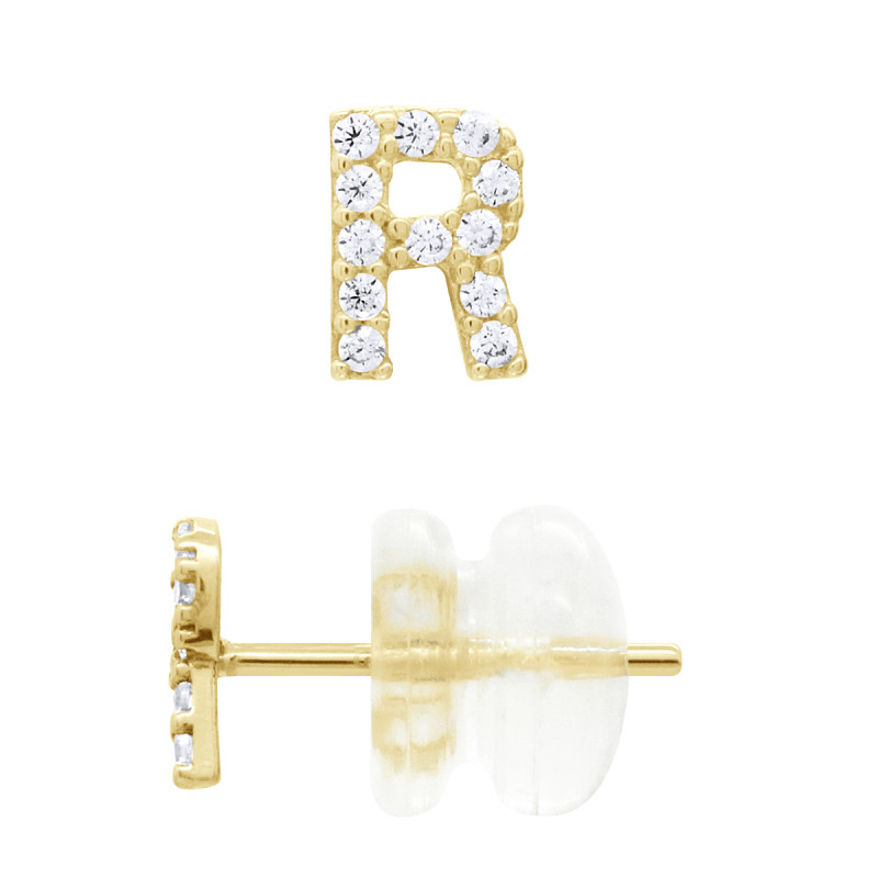 Boucles d'Oreilles Lettre R en Or - Rya