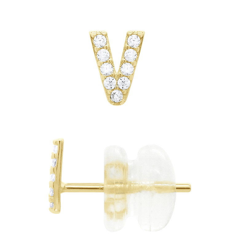 Boucles d'Oreilles Lettre V en Or - Victoria