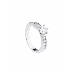 Bague Argent & Solitaire Rond